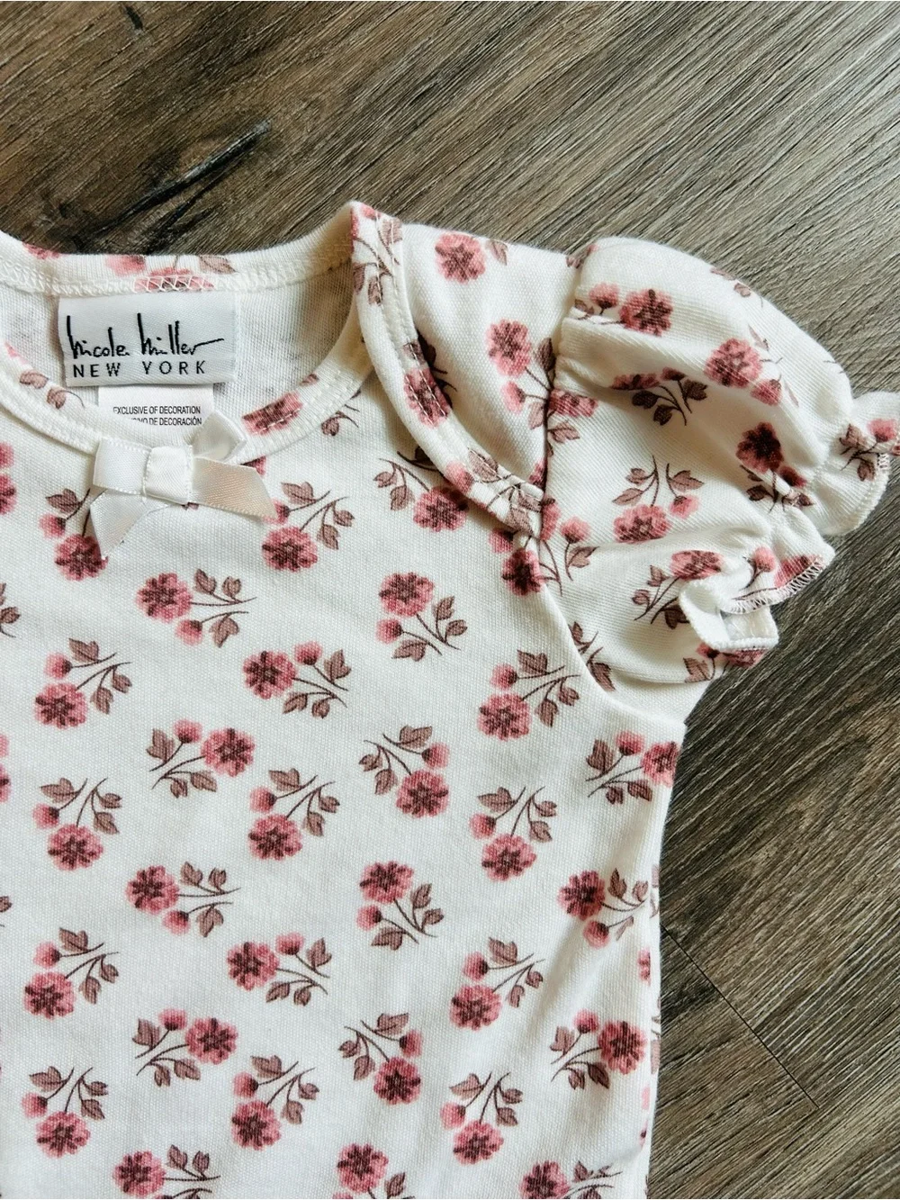 Nicole Milan Pink Floral Ruffle-Sleeve One-Piece